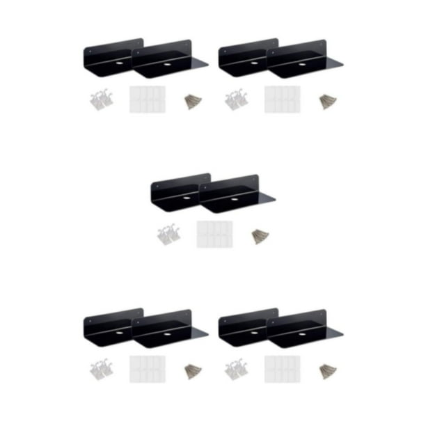 Eigraketly 2x Estante de pared flotante de acrílico Estante de exhibición pequeño para altavoz inalámbrico Negro Type2 NO2