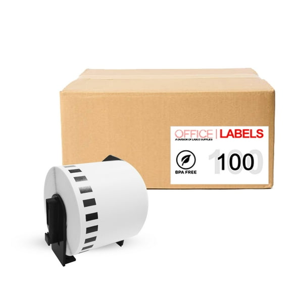 100 Rolls of DK-2205 Compatible Labels for BROTHER 2-3/7" x 100' (62mm x 30,4m) framed