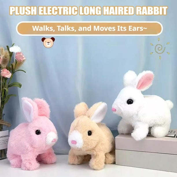 Lapin électrique En Peluche - Poupée Mobile De Pâques - Oreilles Et Nez Mobiles - Cadeau Enfant