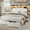 White, variant on Laisnet Full Size Bed Frame with 2 Storage Drawers, Linen Upholstered Metal Platform Bed with Charging Station, 5-Tier Bookcase Headboard with LED Lights, Black