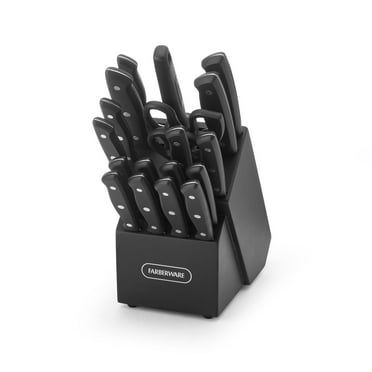 Farberware Classic 20-Piece Triple Riveted Cutlery Block Set with Kitchen Shears, Black