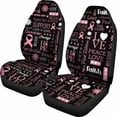 thumbnail image 3 of Breast Cancer Awareness Emblems Car Seat Covers Pack of 2 Universal Front Seat Protective Cover, 3 of 6