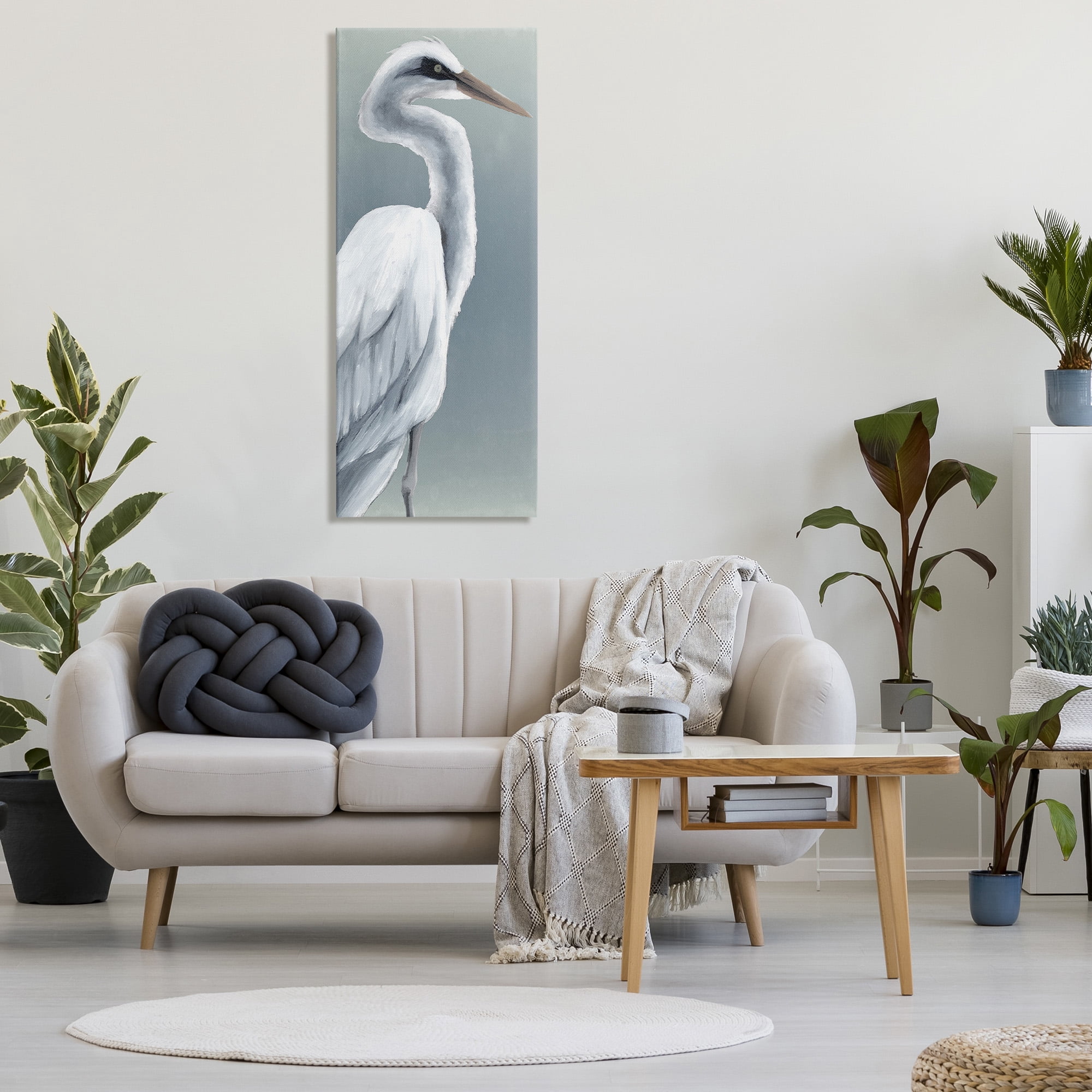 Stupell Industries White Heron Portrait Animals & Insects Painting Gallery Wrapped Canvas Art Print Wall Art, 20 x 48