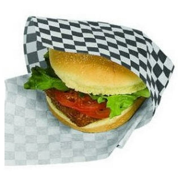 50 Sheets 12x12" Black nd White Checkered Food Basket Liners & Wrapping