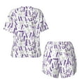 thumbnail image 6 of "Wukai Lavender Flowers Women's Pajama Set - Short-Sleeve Top and Shorts with Elastic Waistband and Pockets for Loungewear, Yoga, and Casual Wear-XX-Large, 6 of 8