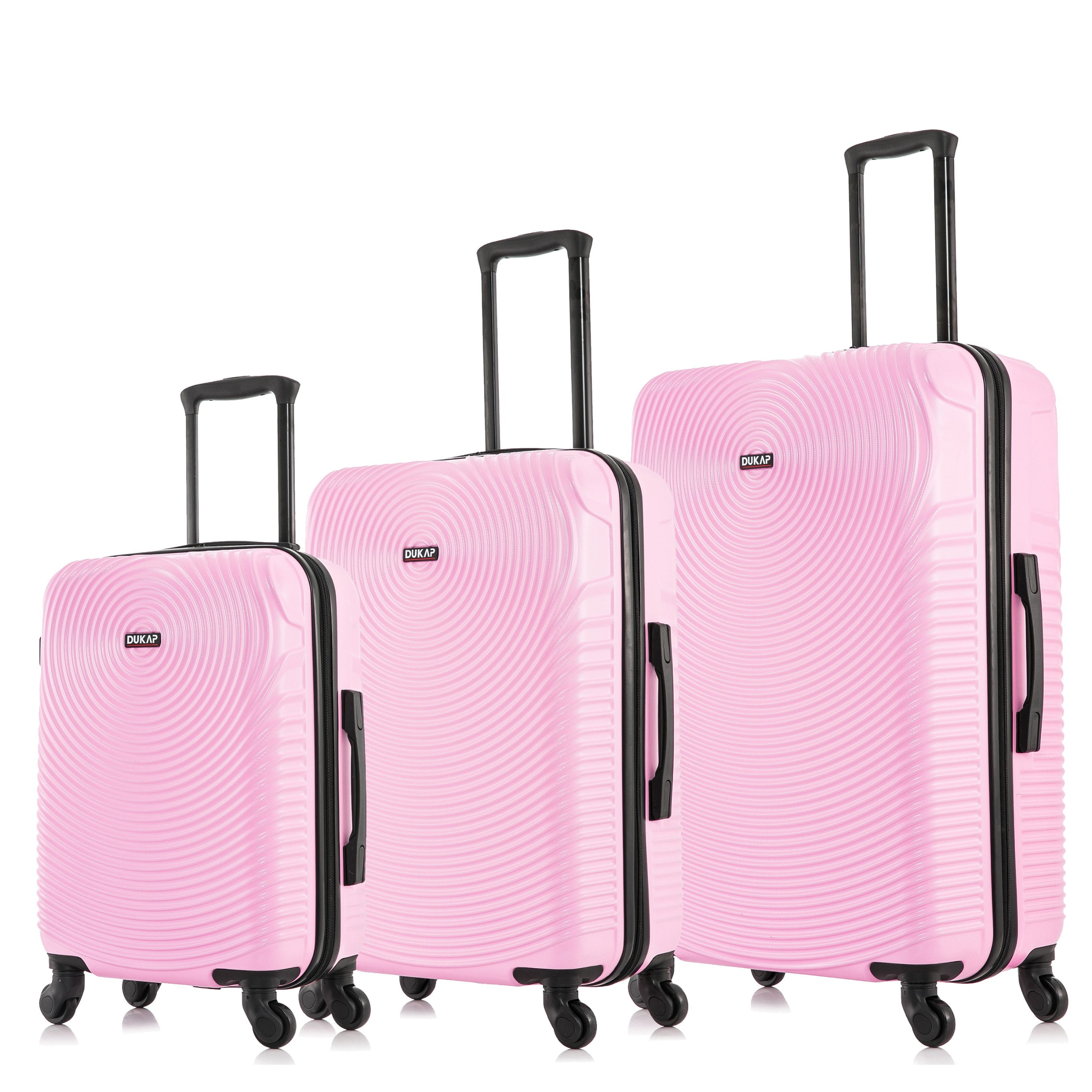 DUKAP Inception 3-Piece Hardside Luggage Sets with Spinner Wheels, Handle and Trolley, (20"/24"/28"), Pink