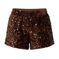 thumbnail image 3 of HXWCHs High Waist Sequin Bodycon Denim Hot Pants for Women Party Night Out and Daily Wear S Brown, 3 of 4