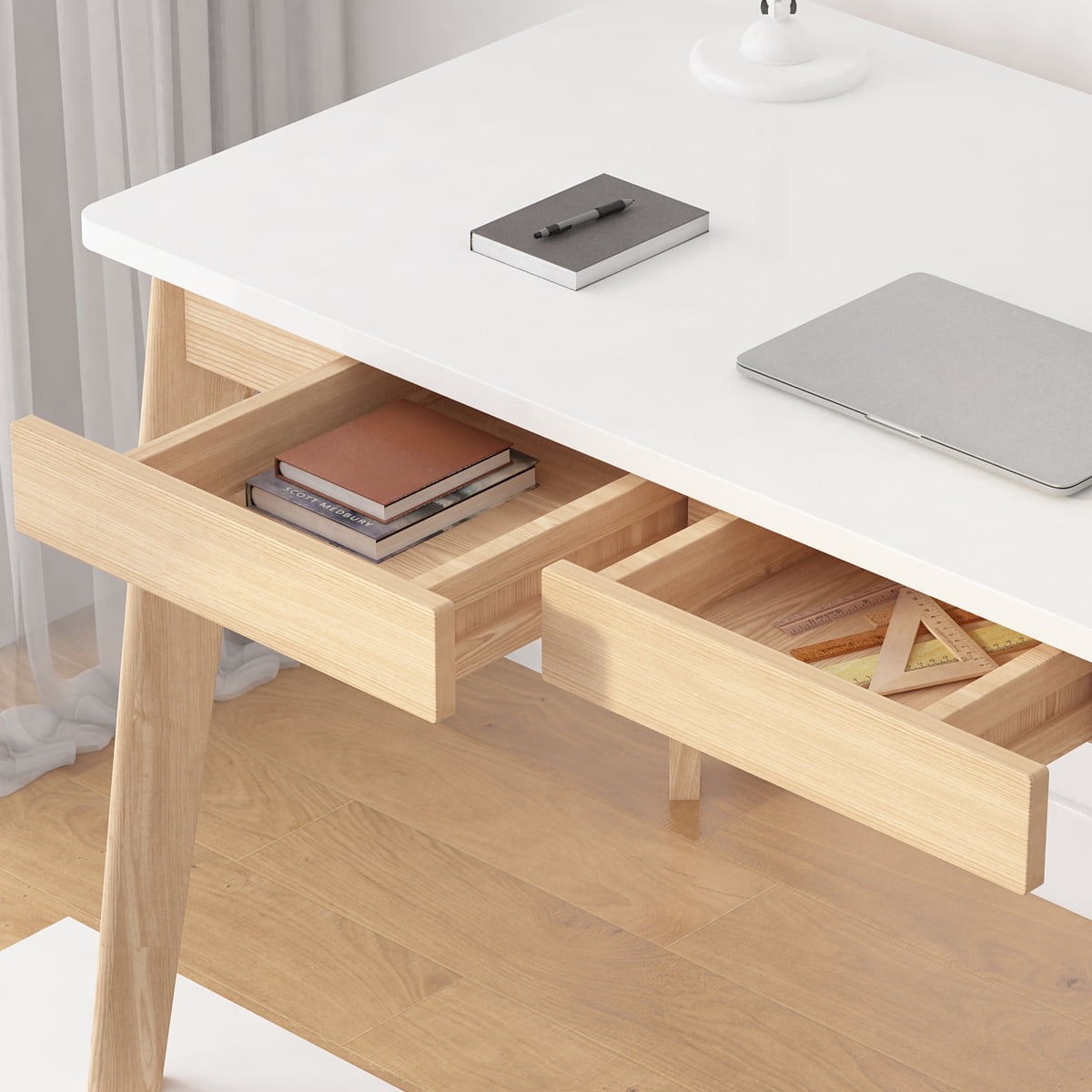 KULAGAGA Uptown Adult Lap Desks, Single Piece with Desk, Manual, 21.7 in x 47.2 in, White, 1 Count, 1 Pack