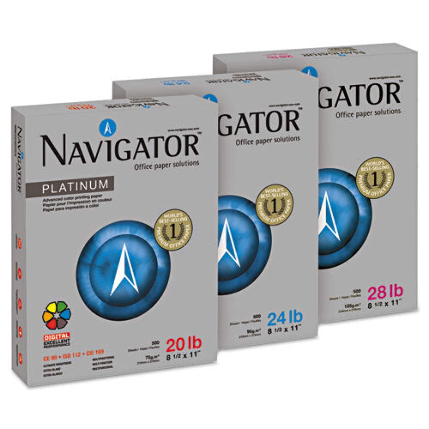 Navigator Platinum Paper 99 Brightness 24lb 8-1/2 x 11 White 5000/Carton NPL1124