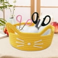 thumbnail image 3 of Cesta de algodón con forma de gato de dibujos animados, contenedor de cosméticos, adorno decorativo, gatito moderno Amarillo, 3 of 9