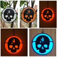 thumbnail image 2 of Decoraciones luminosas de Halloween, colgante redondo de calavera de hierro forjado, suministros para fiestas, adornos colgantes de hierro para puerta de pared del hogar, azul, 2 of 5
