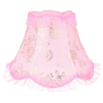 IBASETOY Embroidered Lamp Shade Pink Vintage Style Drum Shape 1Pack