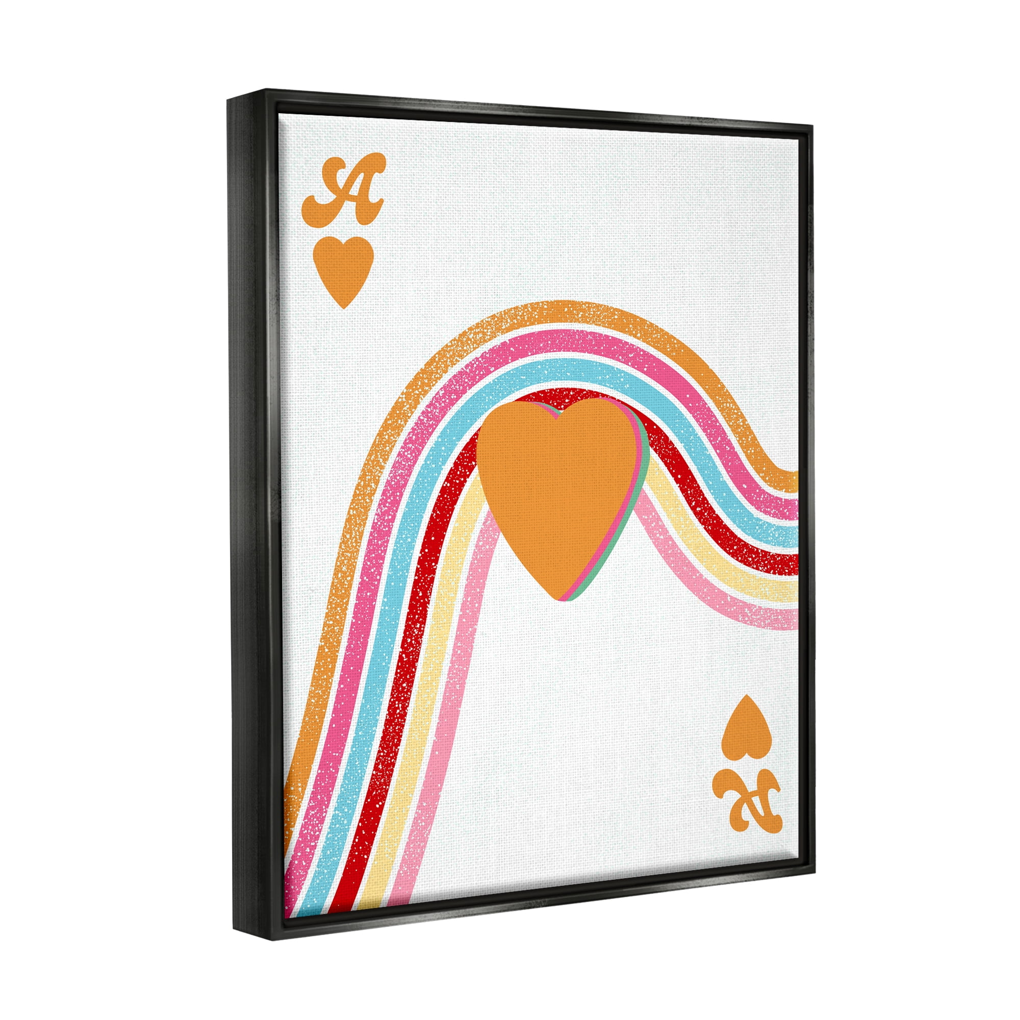 Stupell Industries Ace Of Hearts Rainbow Shapes Religious Painting Black Floater Framed Art Print Wall Art