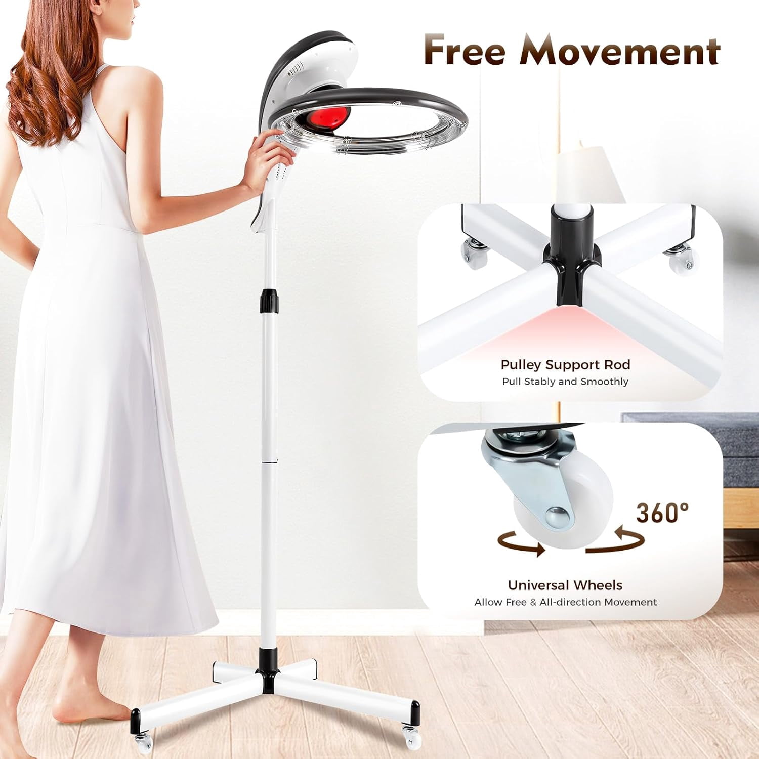 Stand Hair Dryer,360° Orbiting Infrared Hair Dryer, Orbiting Rotating Hair Processor with Rolling Base,Hair Steamer Standing Professional Color Processor Drying Perming Machine Grey