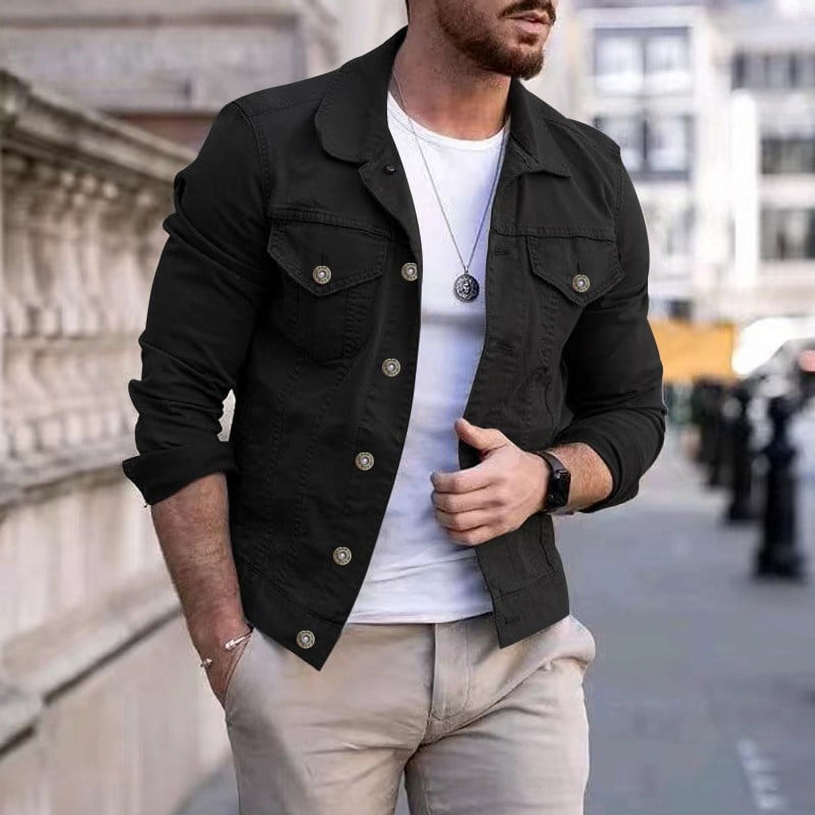 HOT Black Denim Jacket Outfit Men Black Denim Jacket Outfit
