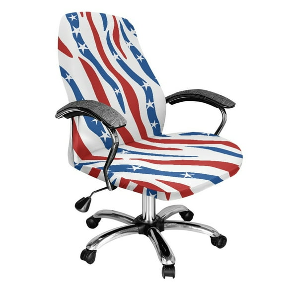 Renewold American Flag Zebra Stripes Computer Office Chair Cover Spandex Rotating Chair Slipcover Dustproof Stain Resistant High Back Computer Chair Cover for Dogs Cats, L