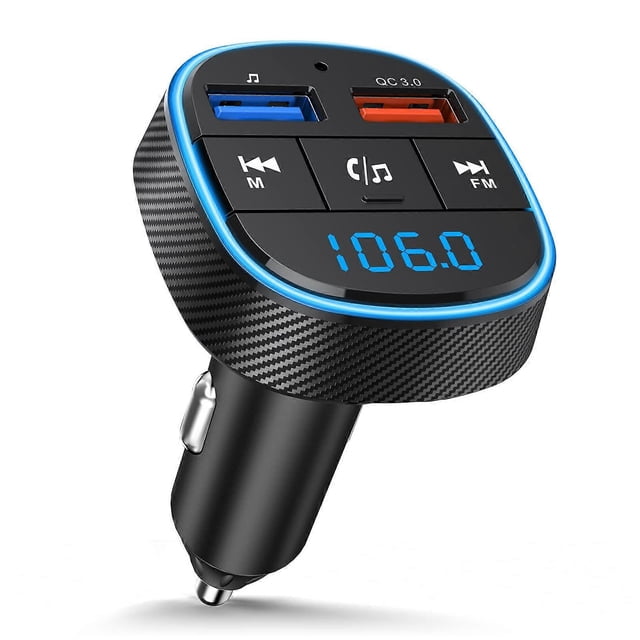 Car FM Transmitter, Bluetooth 5.0 Car Radio Audio Adapter with Dual USB Charging Ports