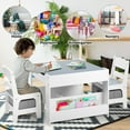 thumbnail image 2 of AILEEKISS 4 in 1 Kids Table 2 Chairs Set, Activity Table for Toddler with Storage Shelf, Grey, 2 of 9
