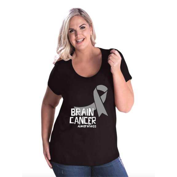 NIB - Women's Plus Size Curvy T-Shirt - Brain Cancer