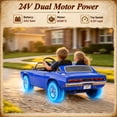 thumbnail image 4 of 24V Dodge Charger 1970 2 Seater Ride On Car, Battery Powered Ride On Toys w/4-Wheel Suspension, Parent Remote Control, Engine Spray, LED Lights, Bluetooth, MP3, 24V Ride On for Ages 3+, 4 of 9