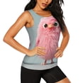 thumbnail image 2 of Balery Adorable Pink Fluffy Birds Camiseta sin mangas estampada ligera para mujer, tops de entrenamiento sin mangas, camisetas de yoga transpirables de secado rápido.-Large, 2 of 7