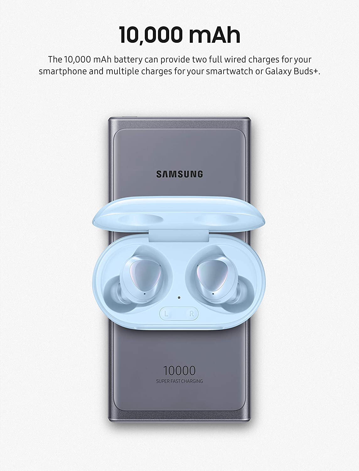 Batterie externe 10 000mA charge 25W + charge sans fil - câble USB-C -  Samsung