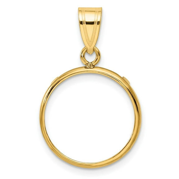 Finest Gold Wideband Distinguished Coin Jewelry 14K Polished 16.5 mm Prong Coin Bezel Pendant