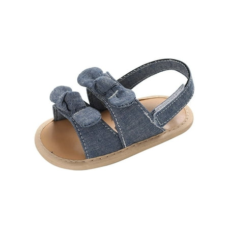 

AnuirheiH Baby Girls Sandals Stripe Solid Color Summer Flat Shoes Infant First Walkers 4-6$ off 2nd
