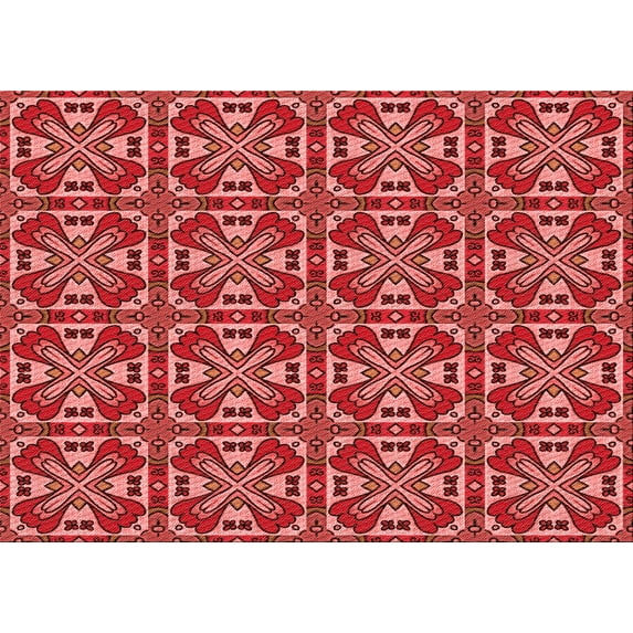Ahgly Company Indoor Rectangle Patterned Bean Red Area Rugs, 7' x 10'