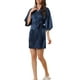thumbnail image 2 of Inspire Chic Batas de Seda para Mujeres en el Día de la Madre, Mangas 3/4, Cintura con Cinta, Pijamas de Satén Floral, Color Azul Marino, 2 of 6
