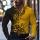 thumbnail image 1 of Camisa estampada con empalme degradado para hombre, camisa informal de negocios, camisa de solapa de manga larga, camisa de fiesta social de moda, 9 colores, 1 of 6
