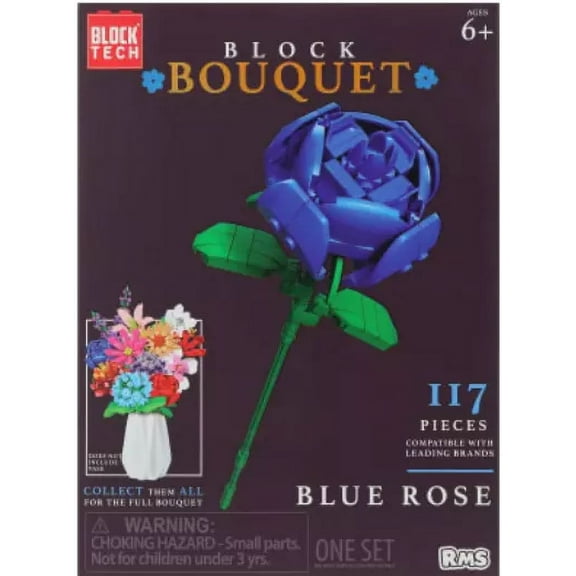 Block Bouquet Blue Rose Build Set 117 Pieces