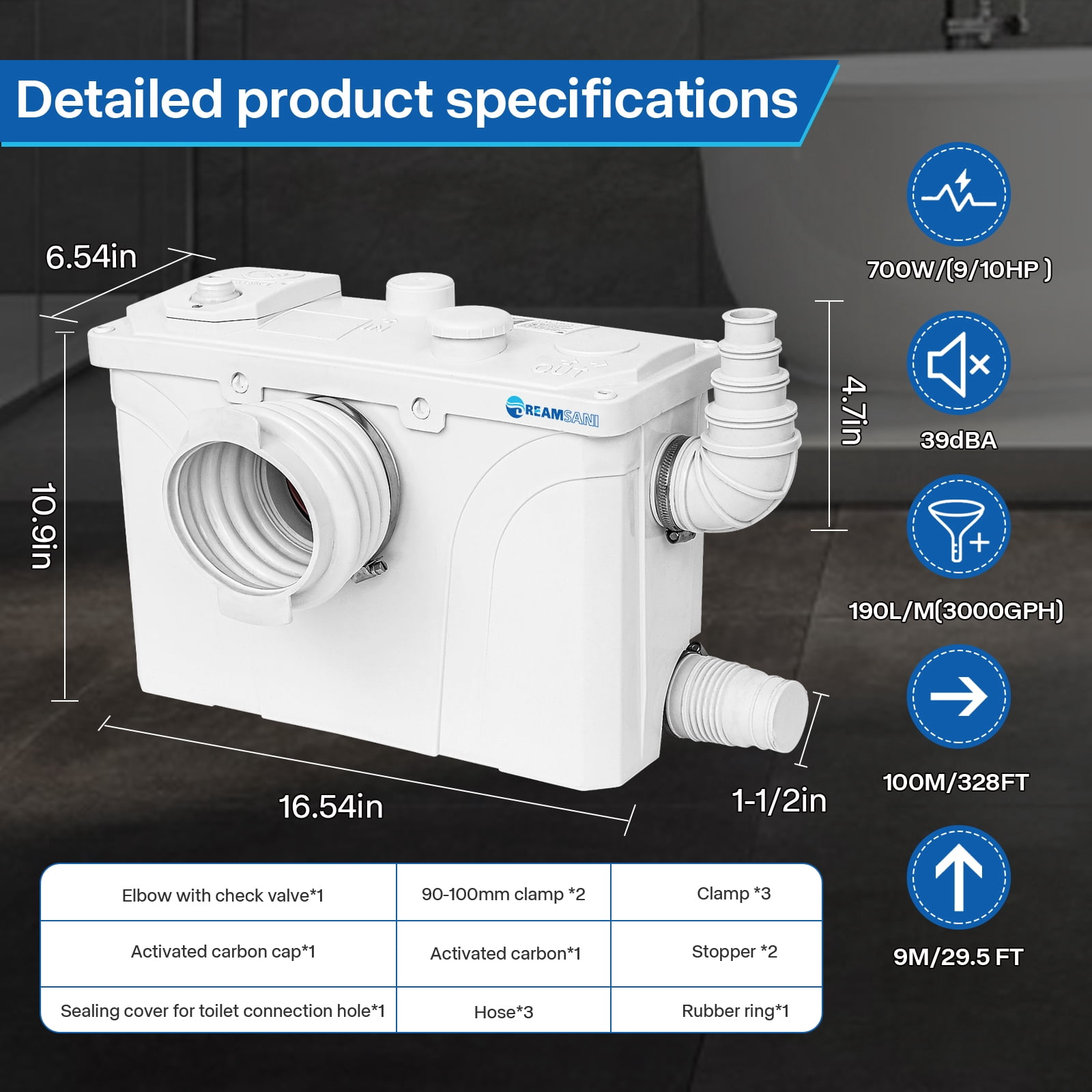 700Pro Pressurized Pump, 700W Horsepower with 4 Inlets, Pipeline Pump Type is a Sump Pump