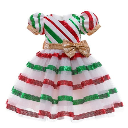 

QIPOPIQ Clearance Girls Dresses Kids Girls Paillette Pageant Gown Birthday Party Princess Wedding Dress