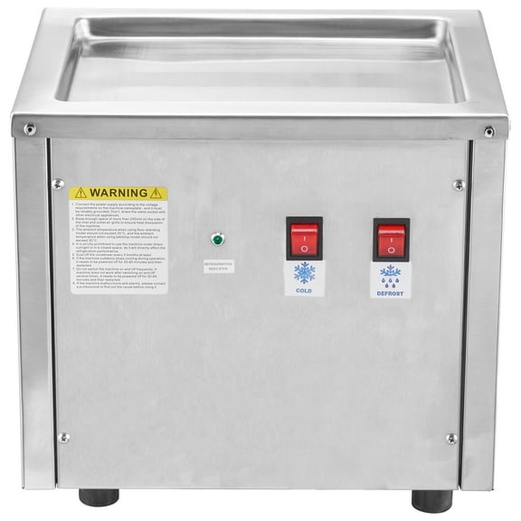 KFFKFF Stainless Steel Fried Ice Cream Roll Machine, 11" x 9.5" Pan with Compressor and 2 Scrapers, Ideal for Preparing Ice Cream, Frozen Yogurt, and Rolled Desserts