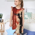 thumbnail image 4 of Fotbe Silhouette Trumpet Red Art Vestido de Dormir para Niñas de 3 a 10 Años, Mangas Cortas, Estilo Princesa, Pijama Camisón con Mangas Voladas-XX-Large, 4 of 6
