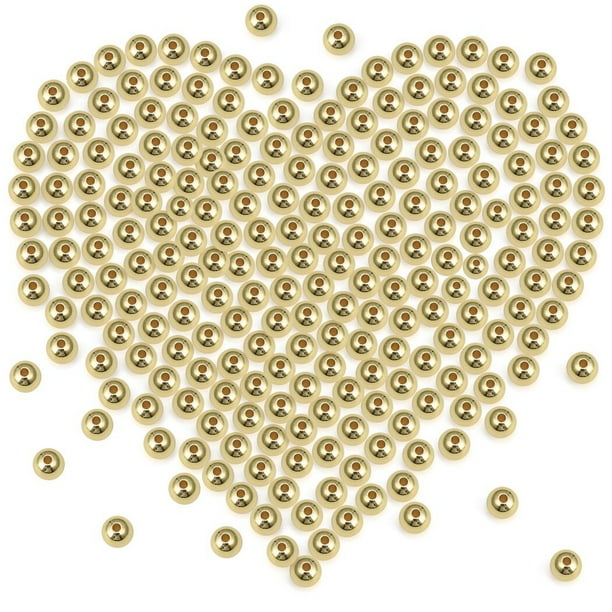 50 cuentas espaciadoras redondas, cuentas sueltas redondas doradas, cuentas redondas lisas doradas para hacer joyas, cuentas de latón chapadas en oro para pulsera, collar y pendientes
