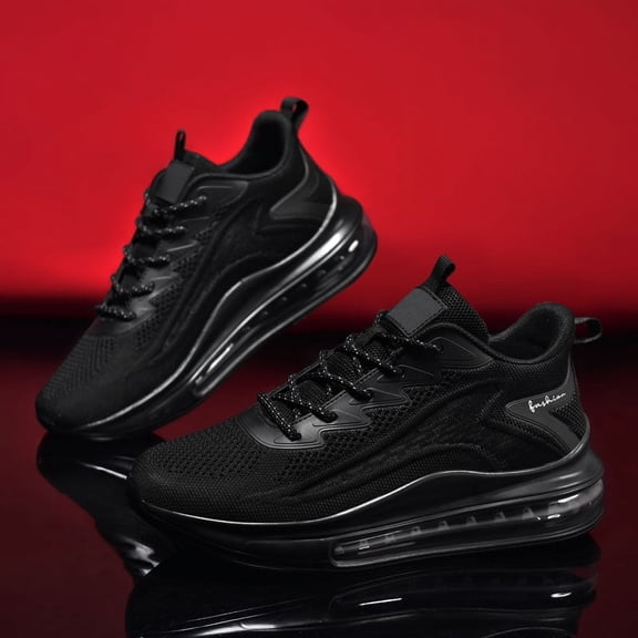 PLERISE Men’s Lightweight Air Cushion Sneakers, Breathable Lace-Up Running and Walking Shoes, Anti-Slip, Shock-Absorbing for Fitness, Casual, and Work