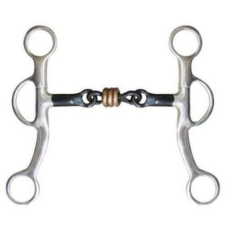 Showman Stainless Steel 5" Sweet Iron Dogbone Snaffle Bit w/ Copper Rings