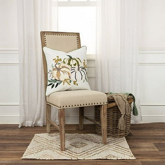 Rizzy Home Harvest Ivory/Multicolor Pumpkins Cotton 20"X20" Poly Filled Decorative Throw Pillow