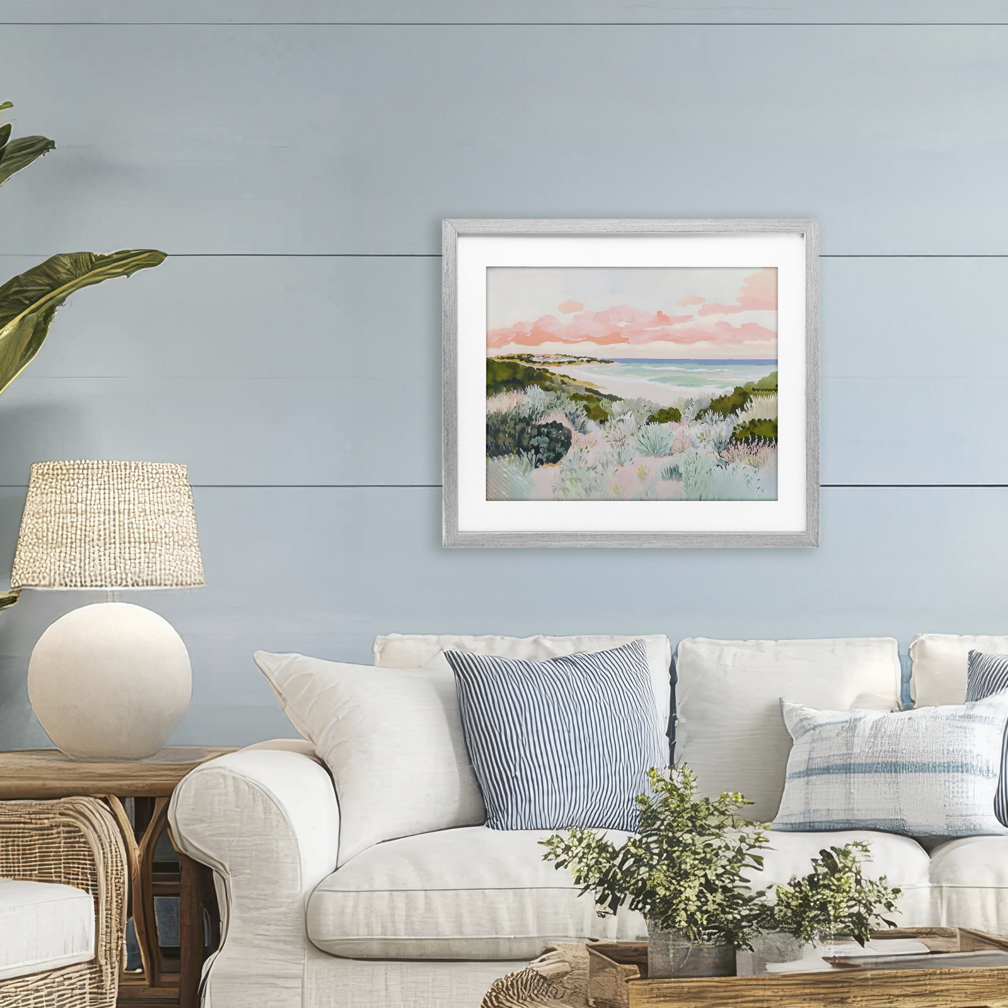Stupell Industries Beach Grasses & Pastel Skies Gray Framed Print Under Glass, design by The Prints Vibe
