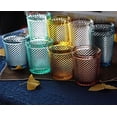 thumbnail image 5 of (4-Pack) 9.5 oz Romantic Glass, Pink / Purple Thick Heavy Premium Drinking Glasses, Vintage Hobnail Tumblers - Glassware Set for Juice, Beverages, Beer, Cocktail (Purple, 4 Pack Highball), 5 of 5