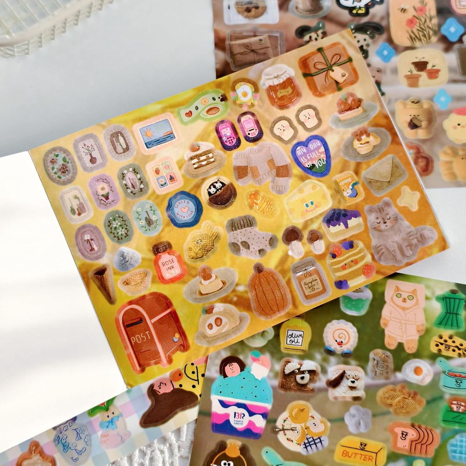 Japanese Manga Style Sticker Book with 30 Sheets of Die Cut Stickers, Over 1200 Pieces for DIY Journaling and Scrapbooking