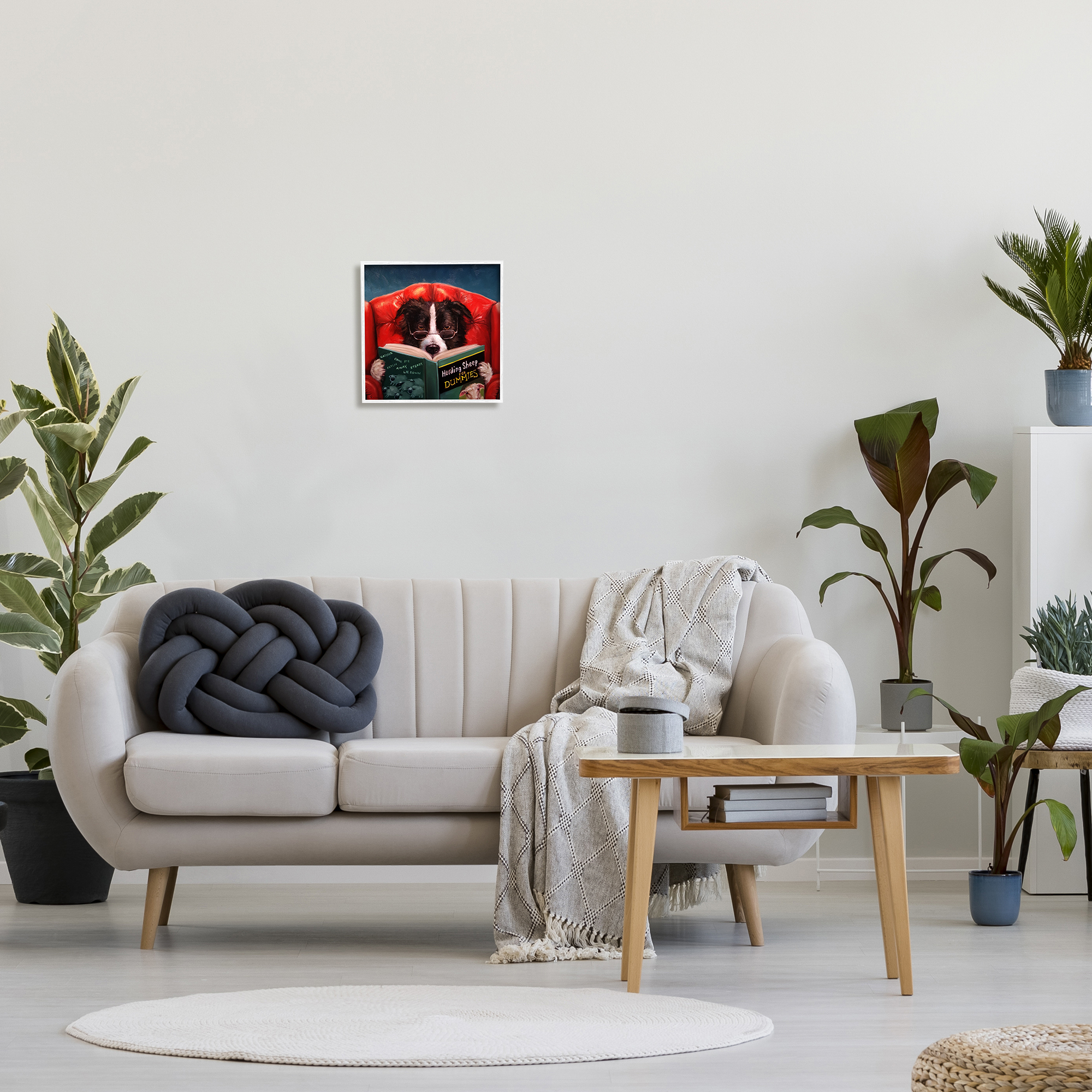 Stupell Industries Herding Sheep Dog Reading for Dummies Funny Painting Design By Lucia Heffernan