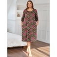 thumbnail image 6 of SHOWMALL Women's Plus Size Nightgown with Pockets Soft 3/4 Sleeve Pleated Crew Neck Sleep Dress Loose Lounge Sleepwear, 6 of 7