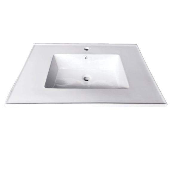 Fauceture Continental 25 x 22 Inch Ceramic Vanity Top with Rectangular Sink, 1-Hole, White