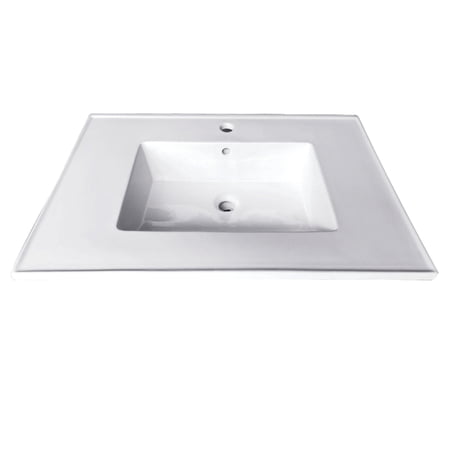 Fauceture Continental 25 x 22 Inch Ceramic Vanity Top with Rectangular Sink, 1-Hole, White