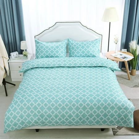 Brushed Velvet Lattice Pattern Bedding Set With 2 Pillowcases Green