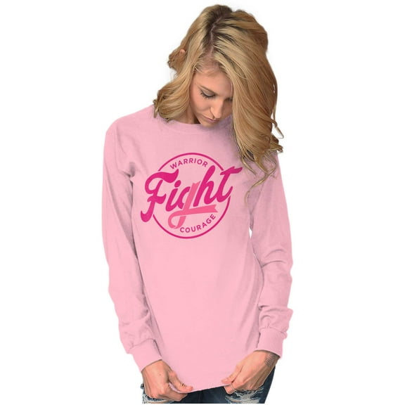 Breast Cancer Fight Warrior Courage Women's Long Sleeve T Shirt Brisco Brands S