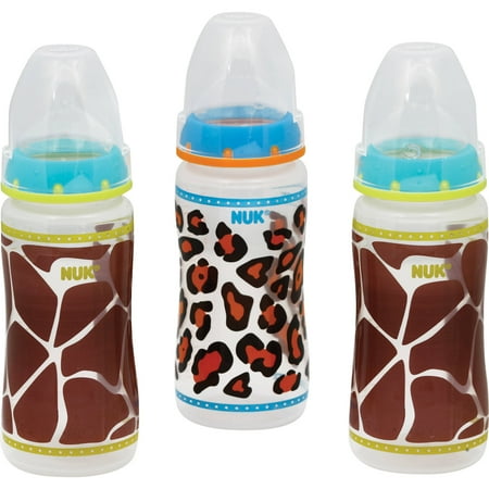 NUK - TrendLine Orthodontic 10-oz Baby Bottles, BPA-Free, 3pk, Boy Animal Print